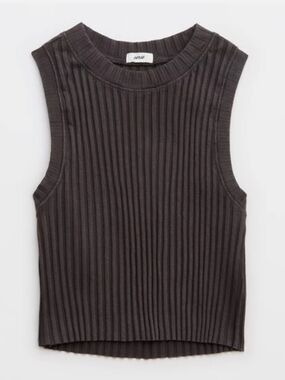 aerie High Neck Ribbed Tank Top